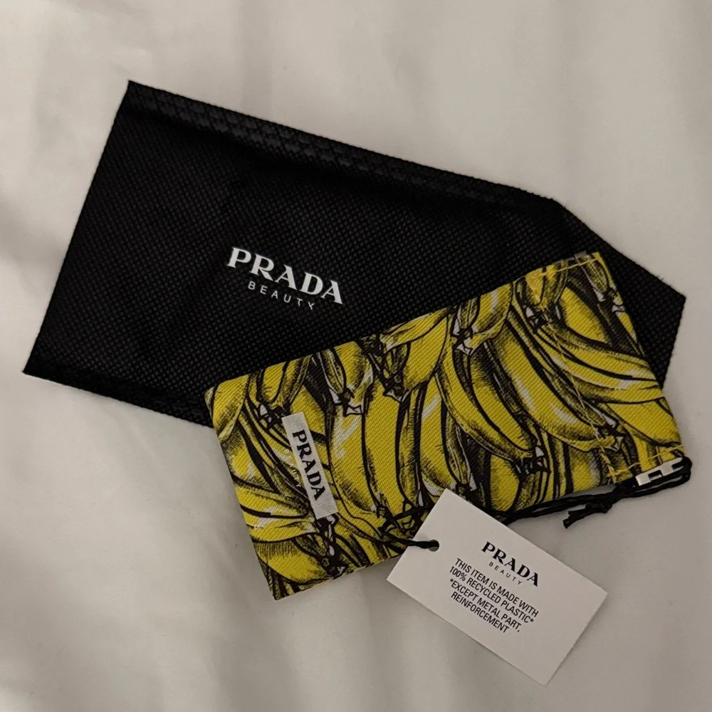 NEW Prada Yellow Banana-Print Cosmetic lipstick holder Pouch